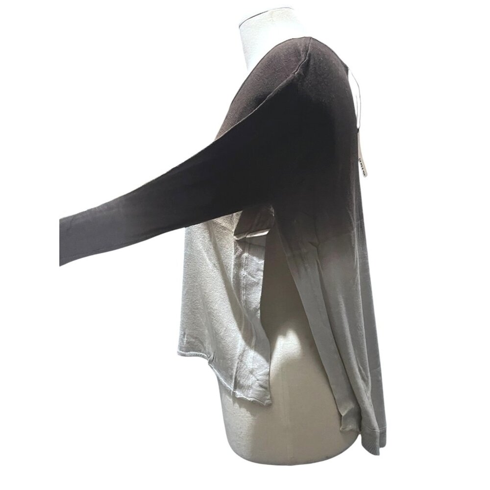 UNIQ Womens Ombre Long Sleeve Top With Side Slits Sz Small Womens Brown & Beige